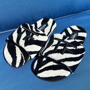 Tom Ford Vertigo Zebra Black & White Terry Cloth Slide Sandals Women’s Size 7